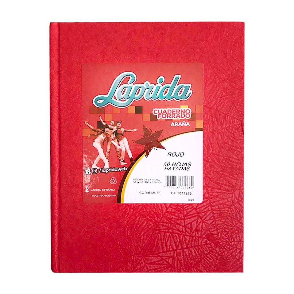 *CUADERNO LAPRIDA T/ DURA ARAÑA x 50HJS RAYAD ROJO