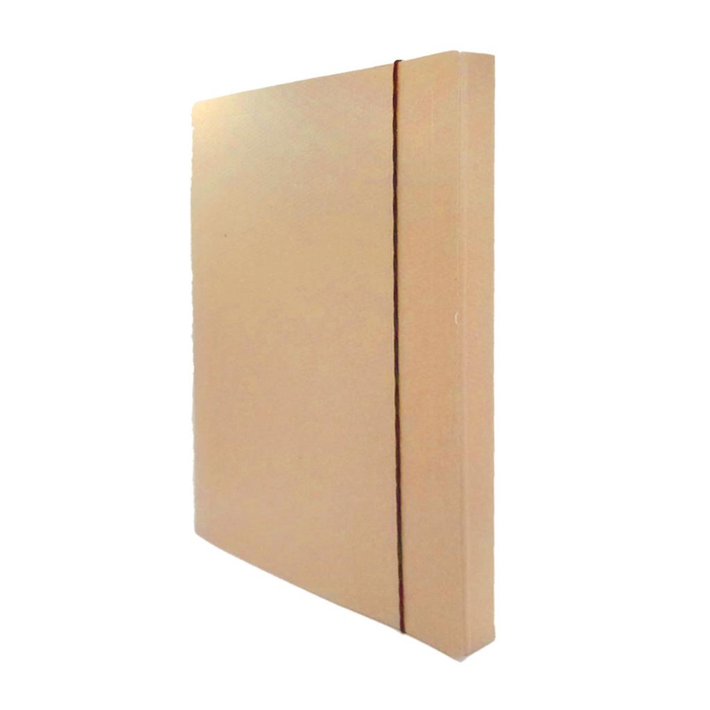 CAJA 3 SOLAPAS OFICIO KRAFT C/ ELASTICO LOMO 2.5CM
