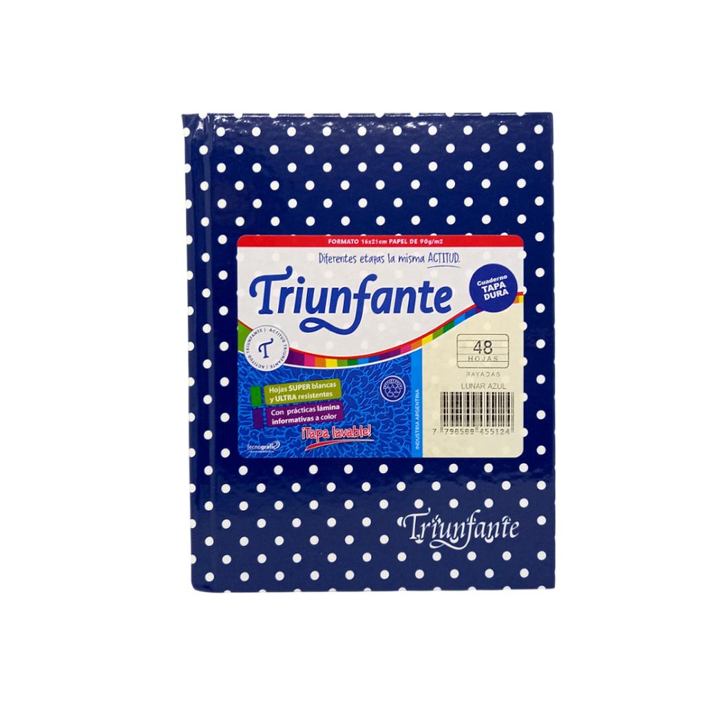 CUADERNO TRIUNFANTE T/DURA LUNARES X48HJS RAYADO AZUL