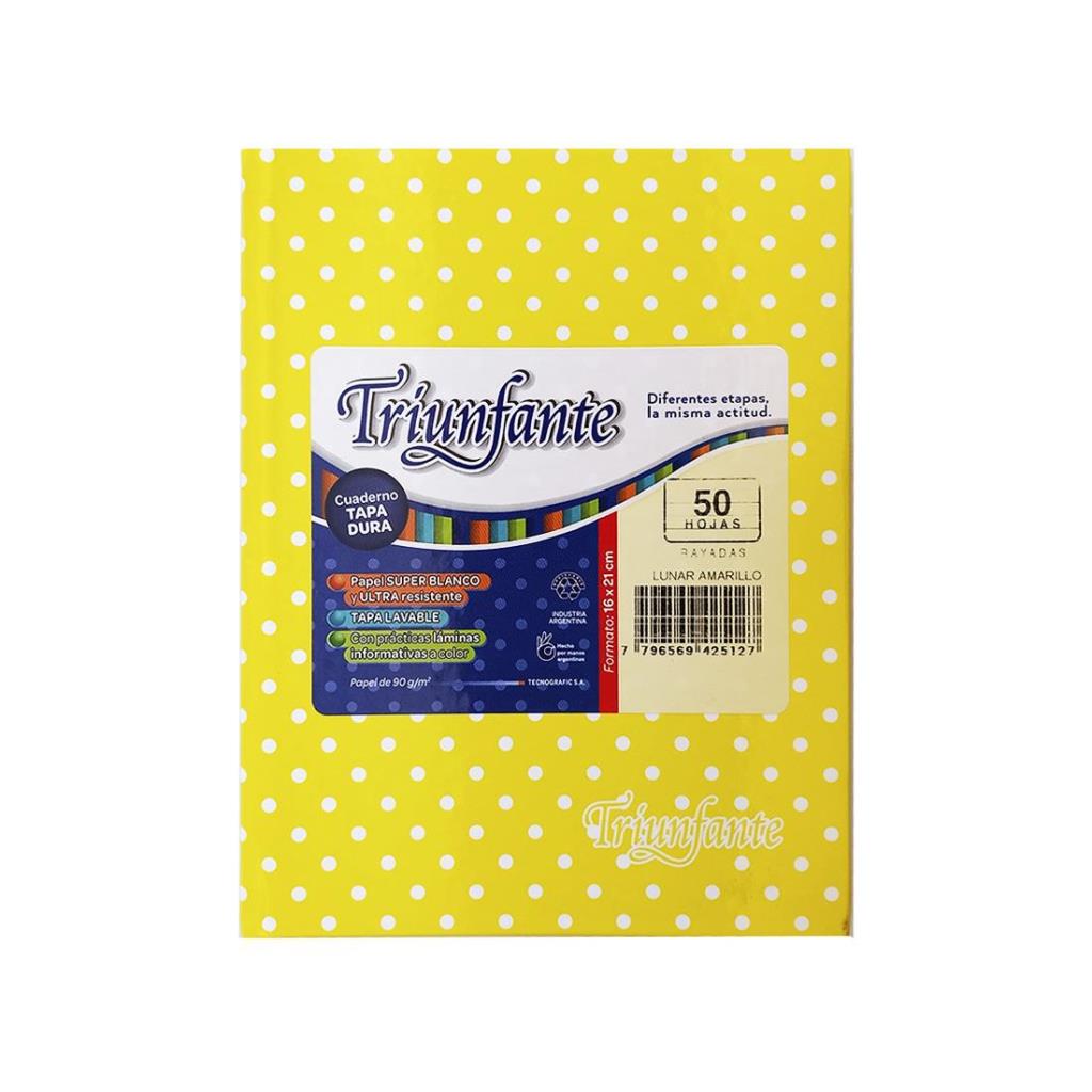 CUADERNO TRIUNFANTE T/DURA LUNARES X48HJS RAYADO AMARILLO