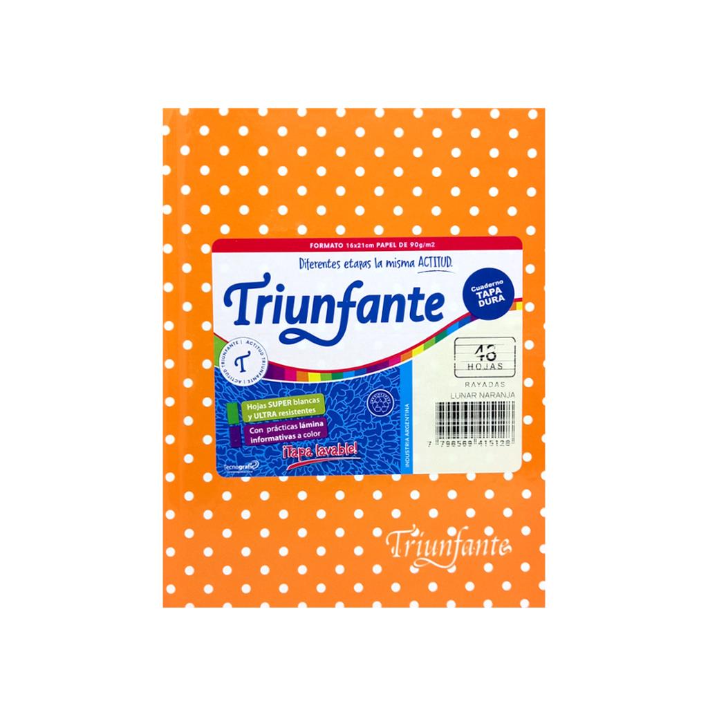 CUADERNO TRIUNFANTE T/DURA LUNARES X48HJS RAYADO NARANJA
