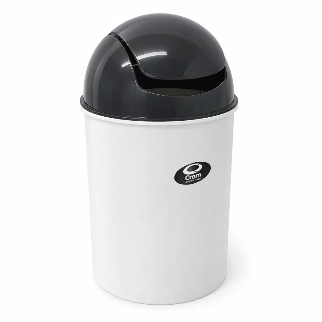 CESTO P/ RESIDUOS PLASTICO C/ TAPA VAI VEN CROM 6LTS