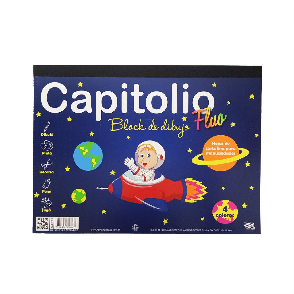 BLOCK DE DIBUJO COLORES FLUO CAPITOLIO N°5 X 16HJS ( 6364 )