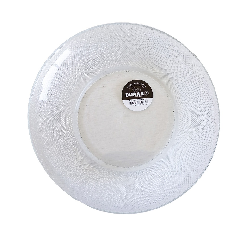 PLATO HONDO VIDRIO GEMA DURAX 22CM