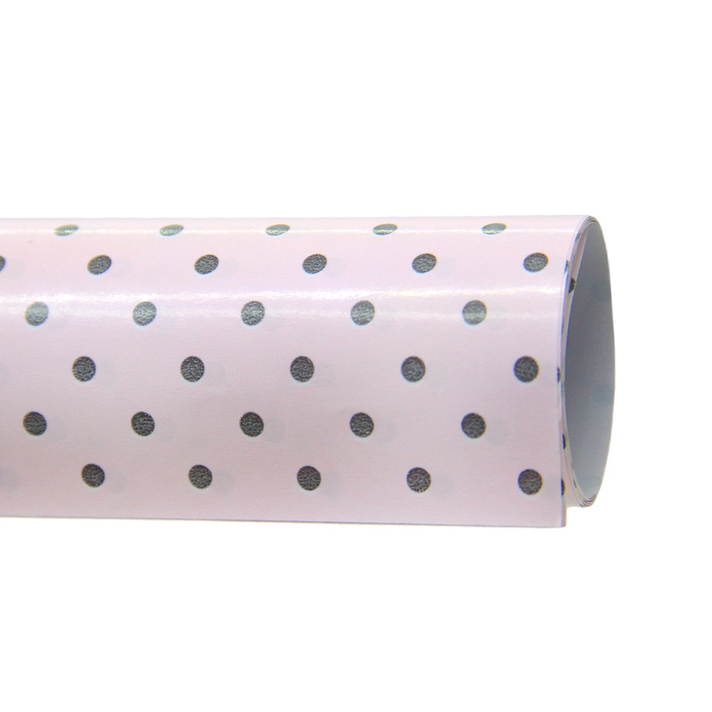 PAPEL DE FORRAR LUNARES 50CM X 70CM ROSA/GRIS
