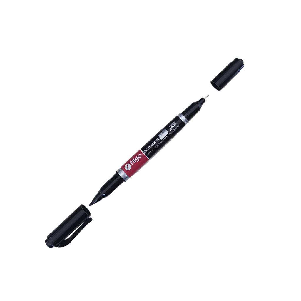 MARCADOR FILGO PERMANENTE DOBLE PUNTA NEGRO 0.4-1MM ( PM042-001 )
