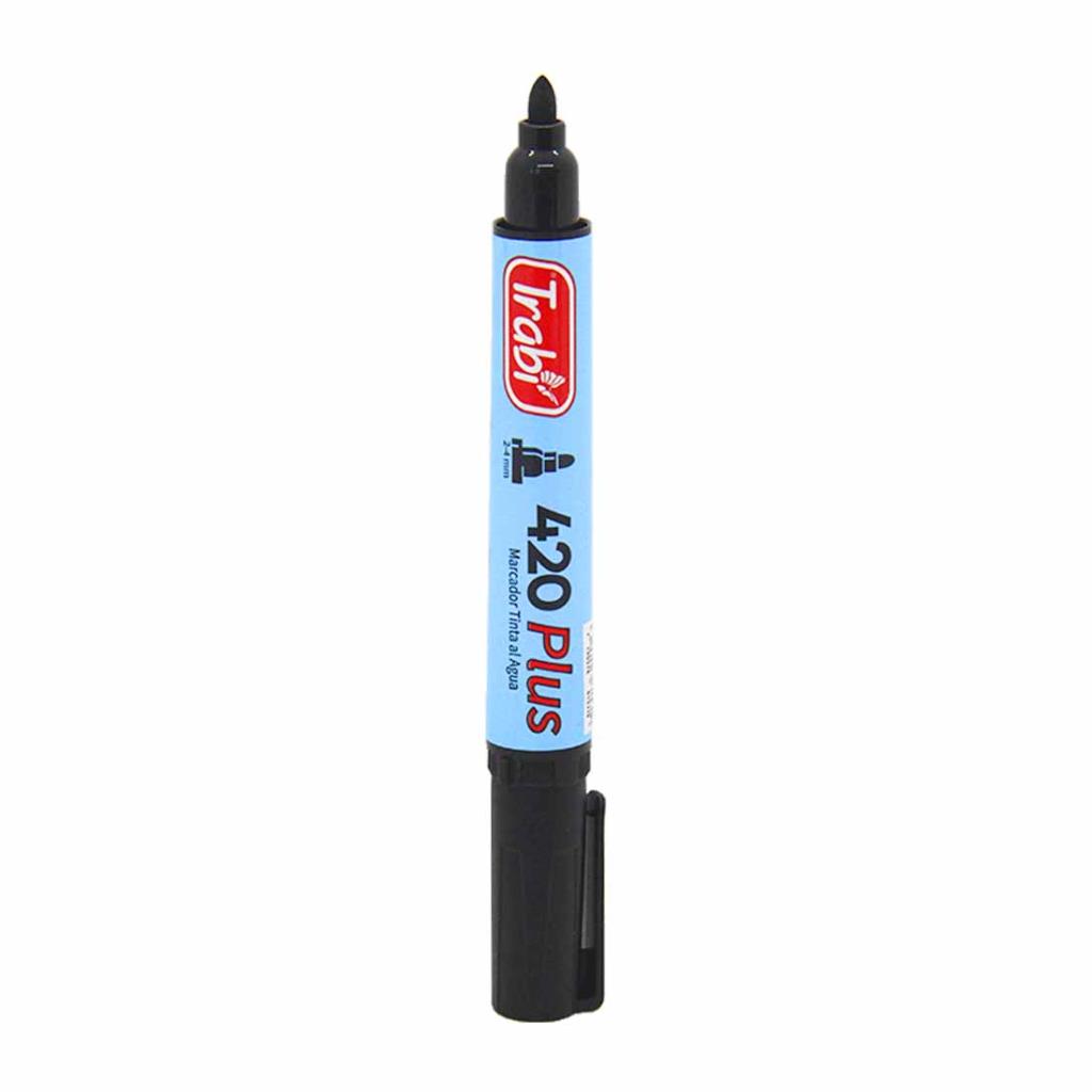 MARCADOR TRABI 420 PLUS TINTA AL AGUA PUNTA REDONDA NEGRO