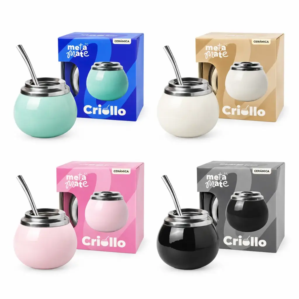 MATE CRIOLLO CERAMICA C/ BOMBILLA E/ CJ ( 1096 )