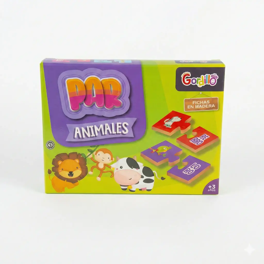 JUEGO DE ENCASTRE PAR ANIMALES FICHAS D/MADERA E/ CJ ( ENC-PAR-6 )