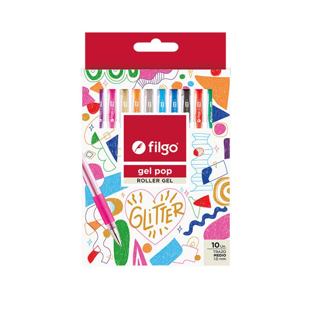LAPICERA ROLLER FILGO GEL POP GLITTER 1.0mm x10 e/Bl ( GP10-E10-GLI )
