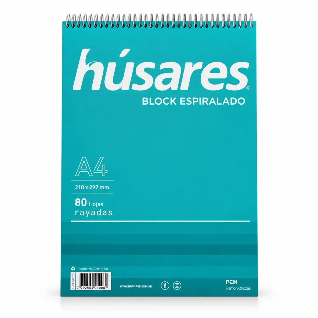 BLOCK A4 HUSARES RAYADO C/ ESPIRAL 80HJS ( 6400 )