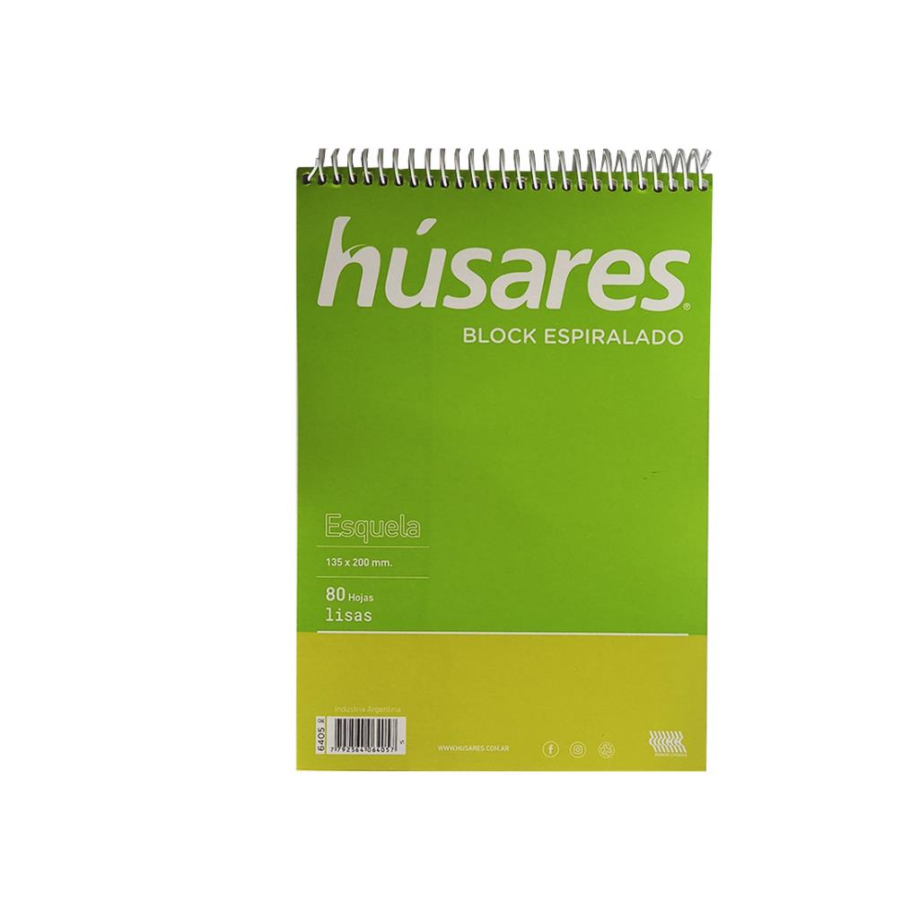 BLOCK ESQUELA LISO C/ ESPIRAL 80HJS HUSARES ( 6405 )