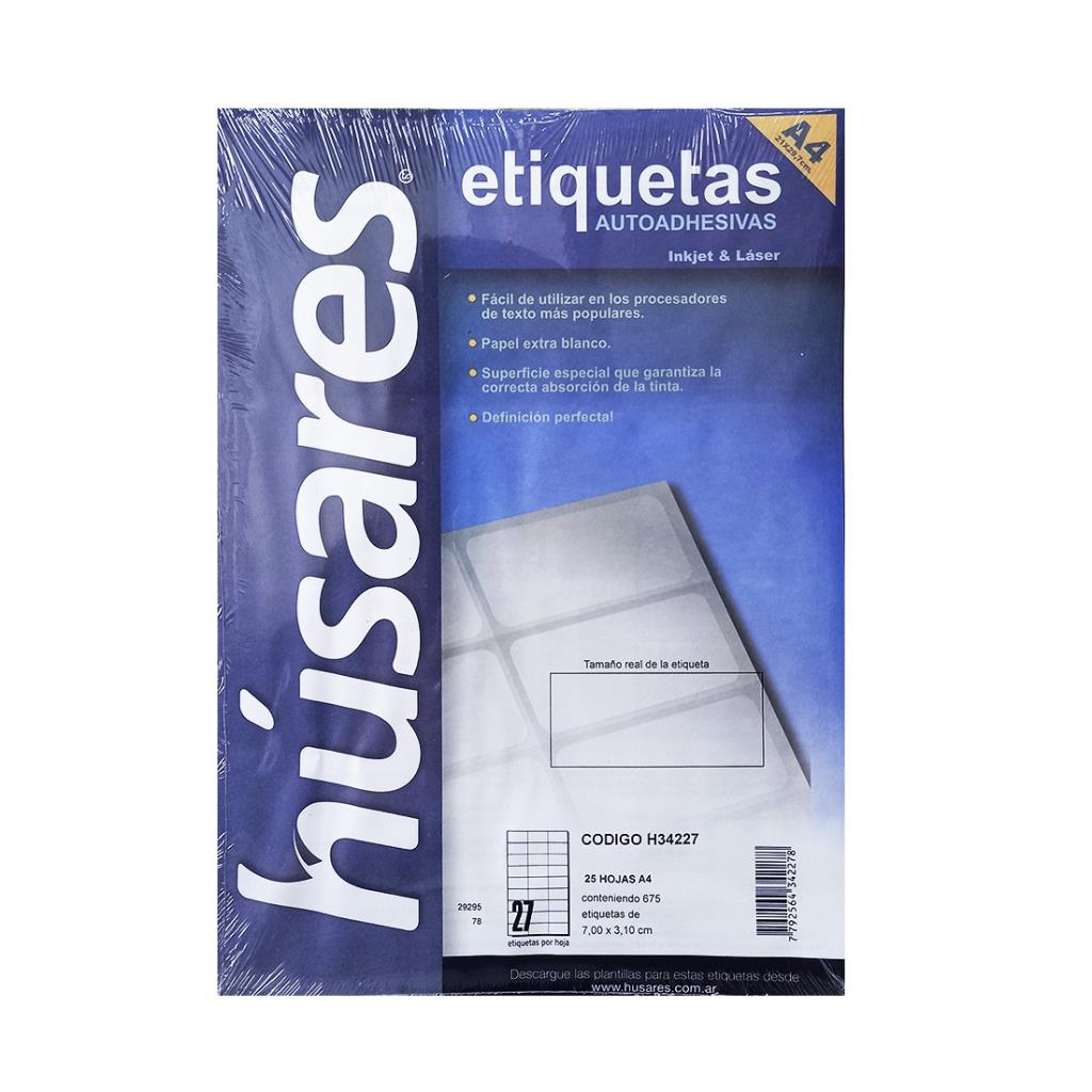 ETIQUETAS AUTOADHESIVAS HUSARES A4 ( H34201 )