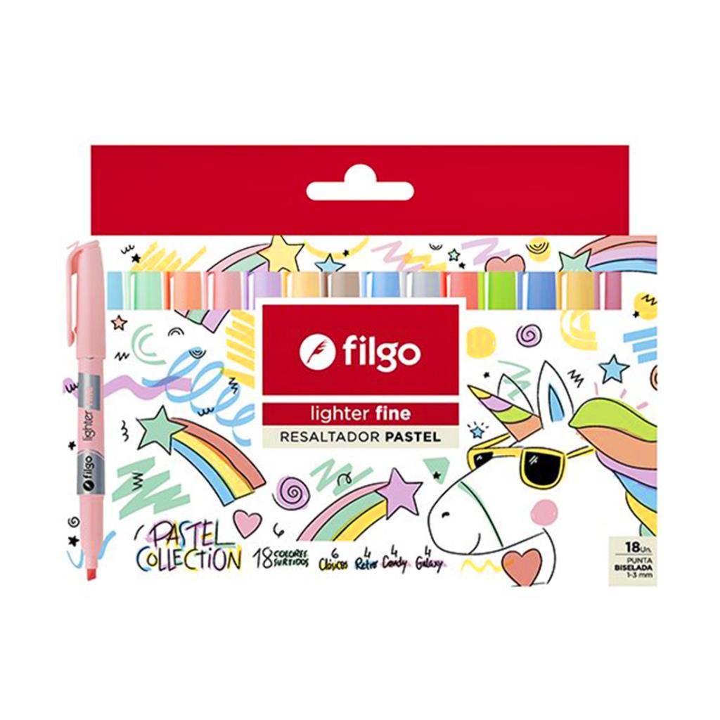 RESALTADOR FILGO LIGHTER FINE PASTEL 1-3MM x18 (SLF-E18-PAS)