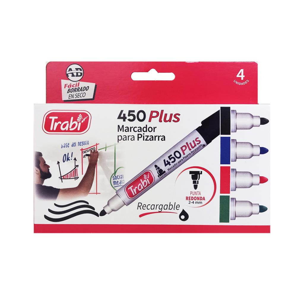 MARCADOR TRABI P/ PIZARRA X4 ( 450 PLUS )