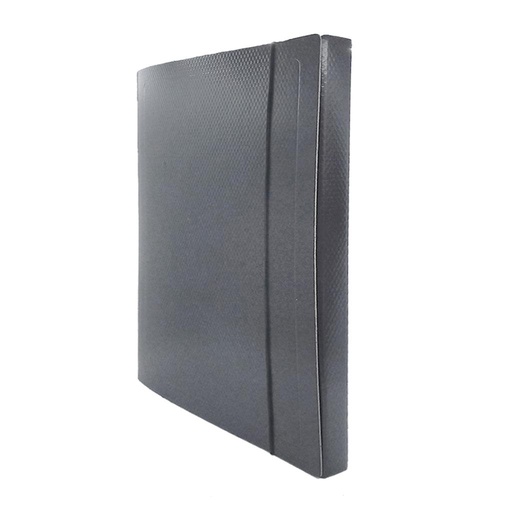 [220142] CAJA 3 SOLAPAS OFICIO FIBRA NEGRA C/ ELASTICO LOMO 2.5CM