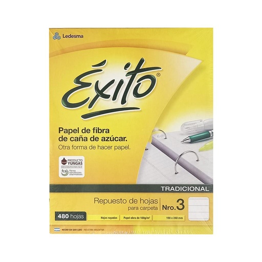 [224223] &*REPUESTO EXITO Nº3 TRADICIONAL x 480HJS RAYAD