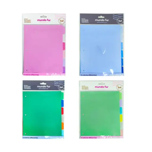 [227710] ASIGNATURA FW N°3 MULTICOLOR PASTEL PLASTICO C/ LENGUETA x6