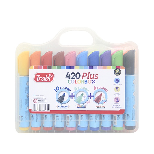 [227743] MARCADOR TINTA AL AGUA TRABI X 20PZS E/ VALIJA ( 420 )