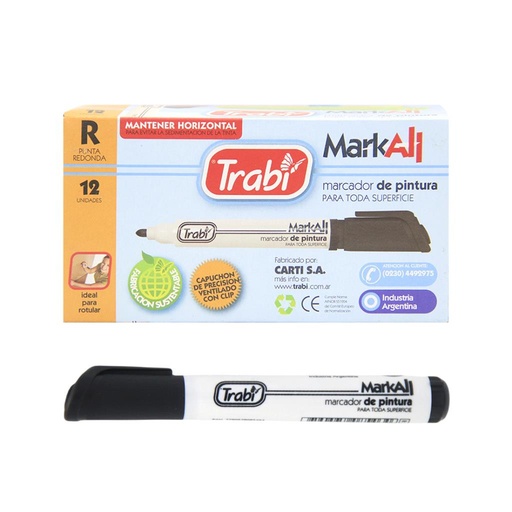 [227798] MARCADOR DE PINTURA TRABI NEGRO 2/4mm