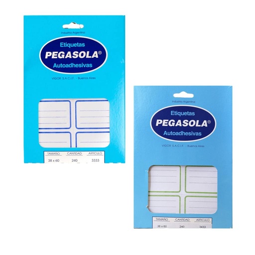 [229239] ETIQUETA PEGASOLA AUTOADHESIVA 38MM X 60MM X8 ( 3333/3433 )