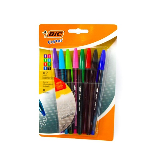 [232803] & BOLIGRAFOS BIC CRISTAL COLOR X8 E/BL