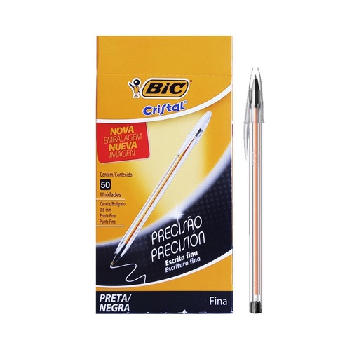[234937] &LAPICERA BIC CRISTAL FINA NEGRA 0.8mm