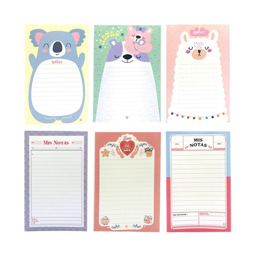 [238820] BLOCK ANOTADOR DISEÑO MULTICOLOR 12.3X19.5cm x60hjs