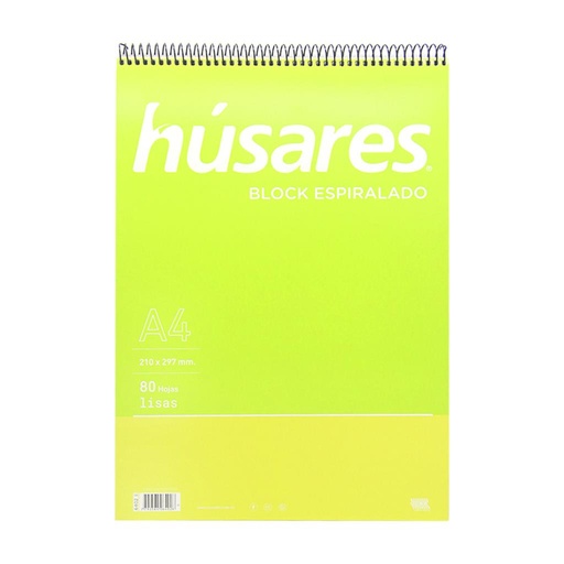 [243242] BLOCK A4 LISO C/ ESPIRAL 80HJS HUSARES ( 6402 )