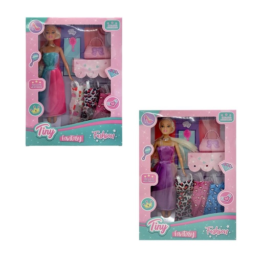 [244012] MUÑECA TINY FASHION C/ ACCESORIOS E/ CJ ( 53396 )