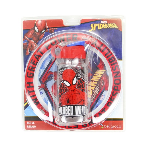[245431] SET DE BOTELLA FLIP TOP C/ PLATO SPIDERMAN E/BL