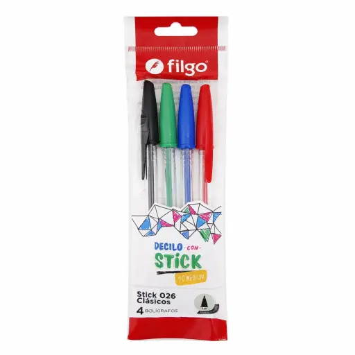 [247510] LAPICERAS FILGO STICK 026 1.0MM COLORES X4 E/BO ( SK-F4-CLA )