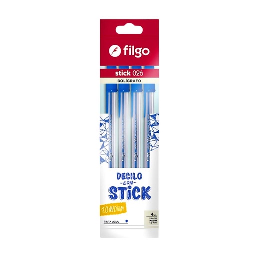[247565] LAPICERAS FILGO STICK x4 AZUL e/Bo ( SK10-F4-003 )