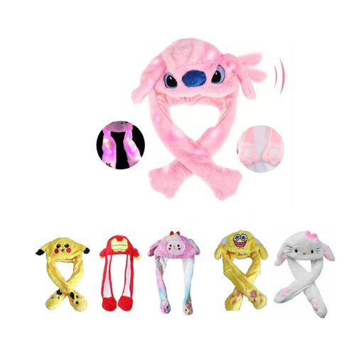 [248995] GORRO PELUCHE PERSONAJES C/ LEVANTA OREJAS Y LUZ 