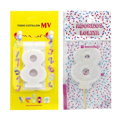 [262844] VELA DE CUMPLEAÑOS BLANCA NUMERO 8