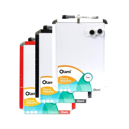 [270093] PIZARRA MAGNETICA BORDES DE COLORES OLAMI C/ MARCADOR 28 x 36cm