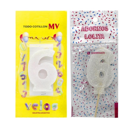 [283205] VELA DE CUMPLEAÑOS BLANCA NUMERO 6