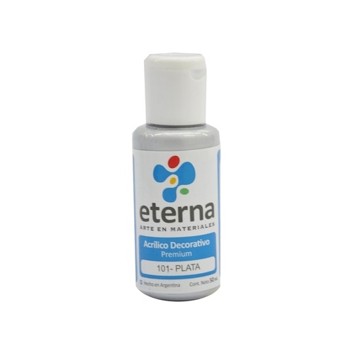[294788] ACRILICO DECORATIVO ETERNA PREMIUM 50ML METALIZADO PLATA ( 101 )