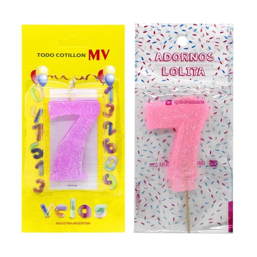 [298198] VELA DE CUMPLEAÑOS ROSA NUMERO 7