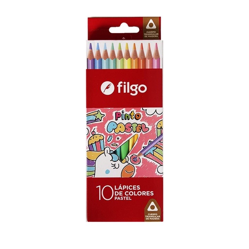 [299749] LAPICES COLOR FILGO PASTEL LARGO x10 e/Cj ( PN401-E10-PAS )