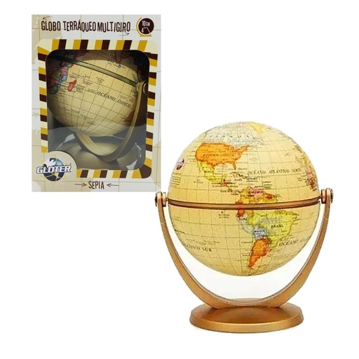 [315721] GLOBO TERRAQUEO MULTIGIRO SEPIA 10CM E/ CJ (107A)