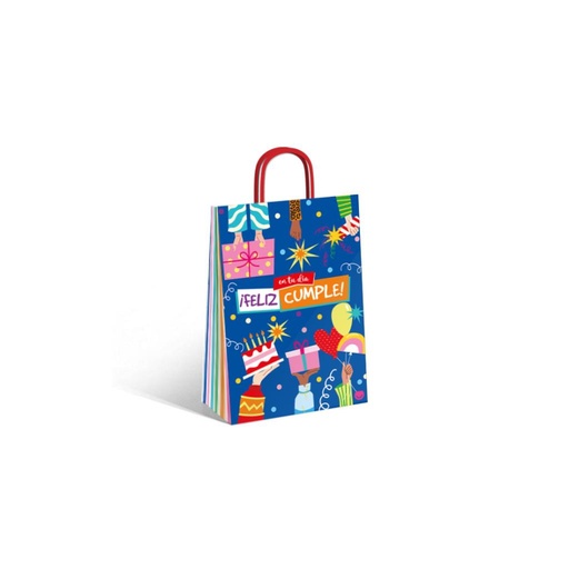 [319593] BOLSA P/ REGALO DECO 14 X 8 X 20CM FELIZ CUMPLE