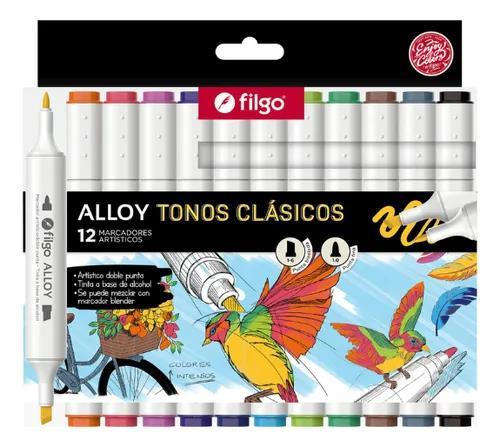 [319736] MARCADOR FILGO ALLOY DOBLE PUNTA TONOS CLASICOS X12 E/ CJ ( ALLYM-E12-SUR )