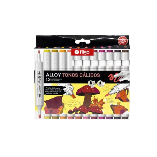 [319780] MARCADOR FILGO ALLOY DOBLE PUNTA TONOS CALIDOS X12 (E12-CAL)