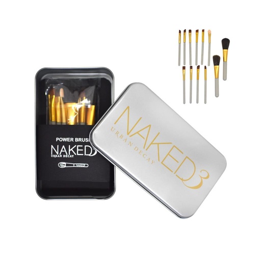 [341505] SET DE BROCHAS P/ MAQUILLAJE EN LATA X12