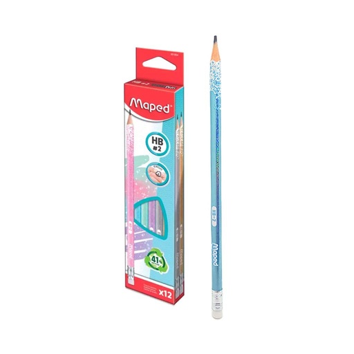 [377134] LAPIZ GRAFITO MAPED CUERPO GLITTER C/GOMA HB2