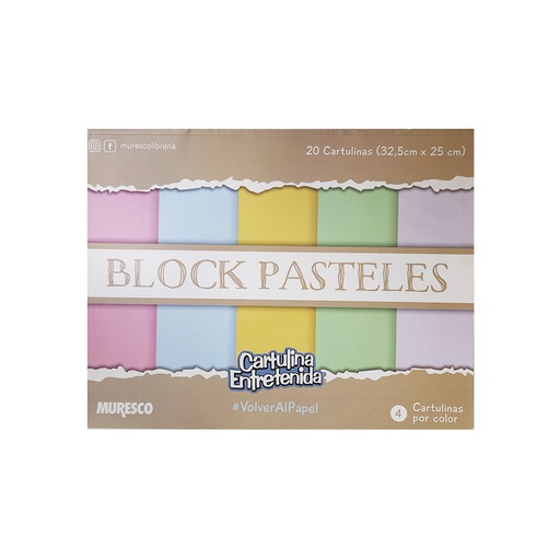 [423312] BLOCK MURESCO CARTULINAS PASTELES X 20HJS