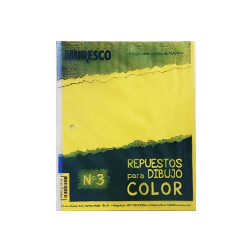 [440417] REPUESTO DE DIBUJO MURESCO N° 3 COLOR x 6hjs
