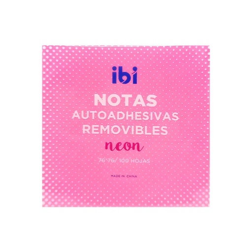 [444850] NOTAS ADHESIVAS IBI ROSA NEON 76 X 76MM X100HJS ( 065056 )