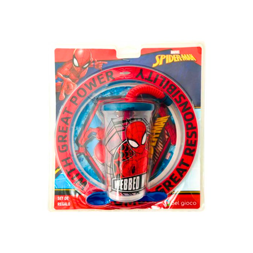 [453826] SET DE VASO C/ PLATO Y CUCHARA SPIDER-MAN E/ BL